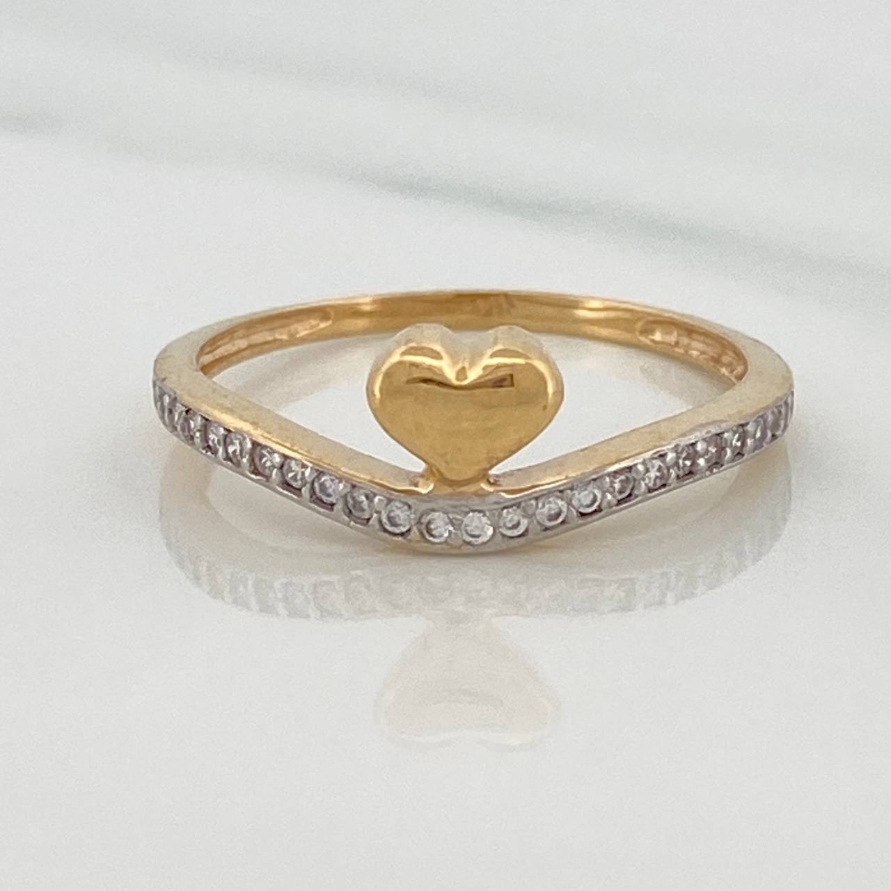 Anillo Corazon 1.85gr / T7 / Dos Oros Amarillo Blanco 18K $