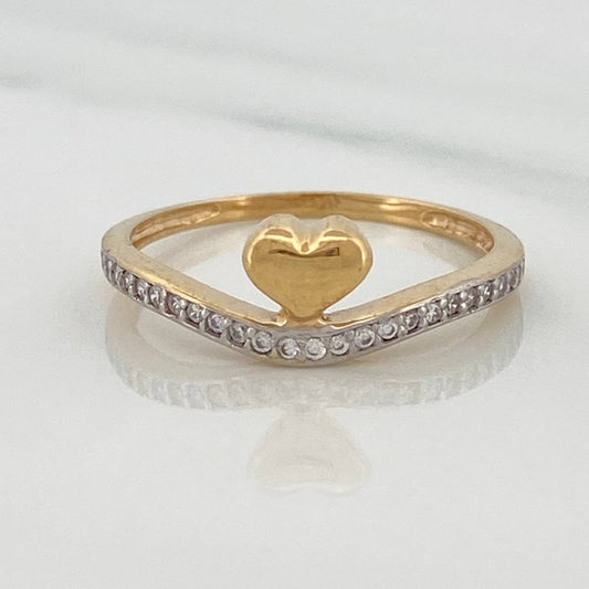 Anillo Corazon 1.85gr / T7 / Dos Oros Amarillo Blanco 18K $