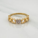Anillo Corazones 2.4gr / T7 1/4 / Dos Oros Amarillo Blanco 18K $