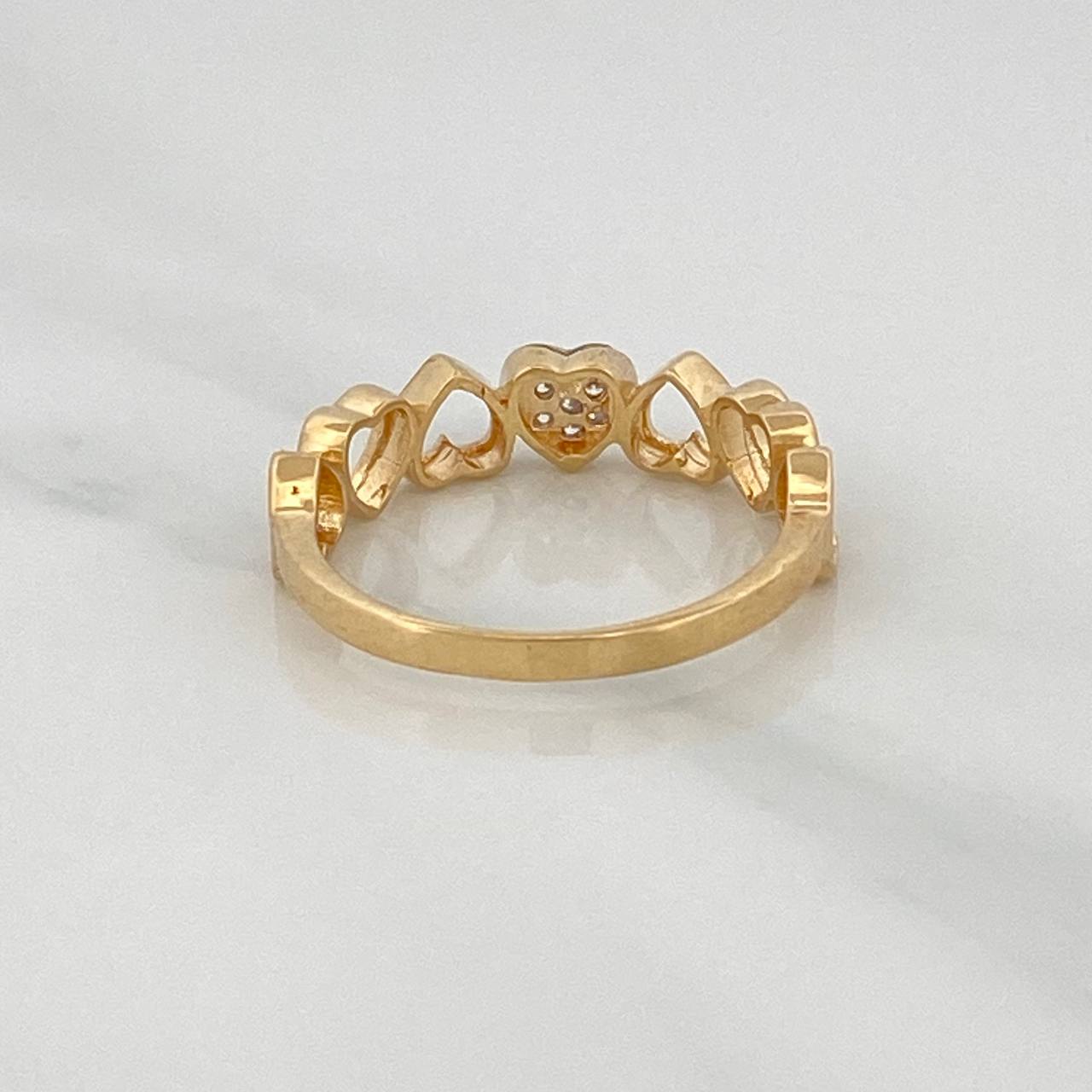 Anillo Corazones 2.4gr / T7 1/4 / Dos Oros Amarillo Blanco 18K $