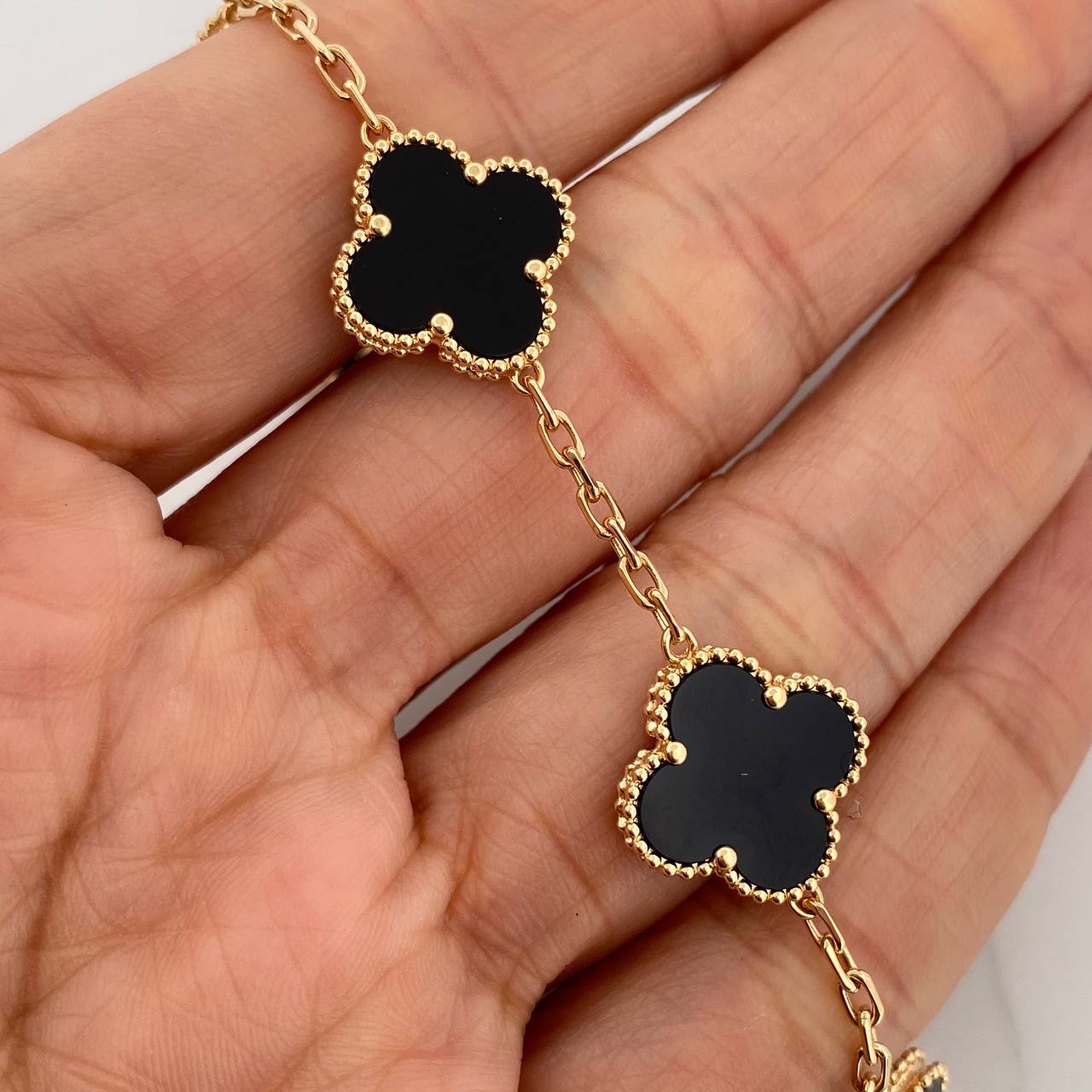 Clover Bracelet Cajon 9.35gr / 7 in / 1.6mm Yellow Gold +4 18K %