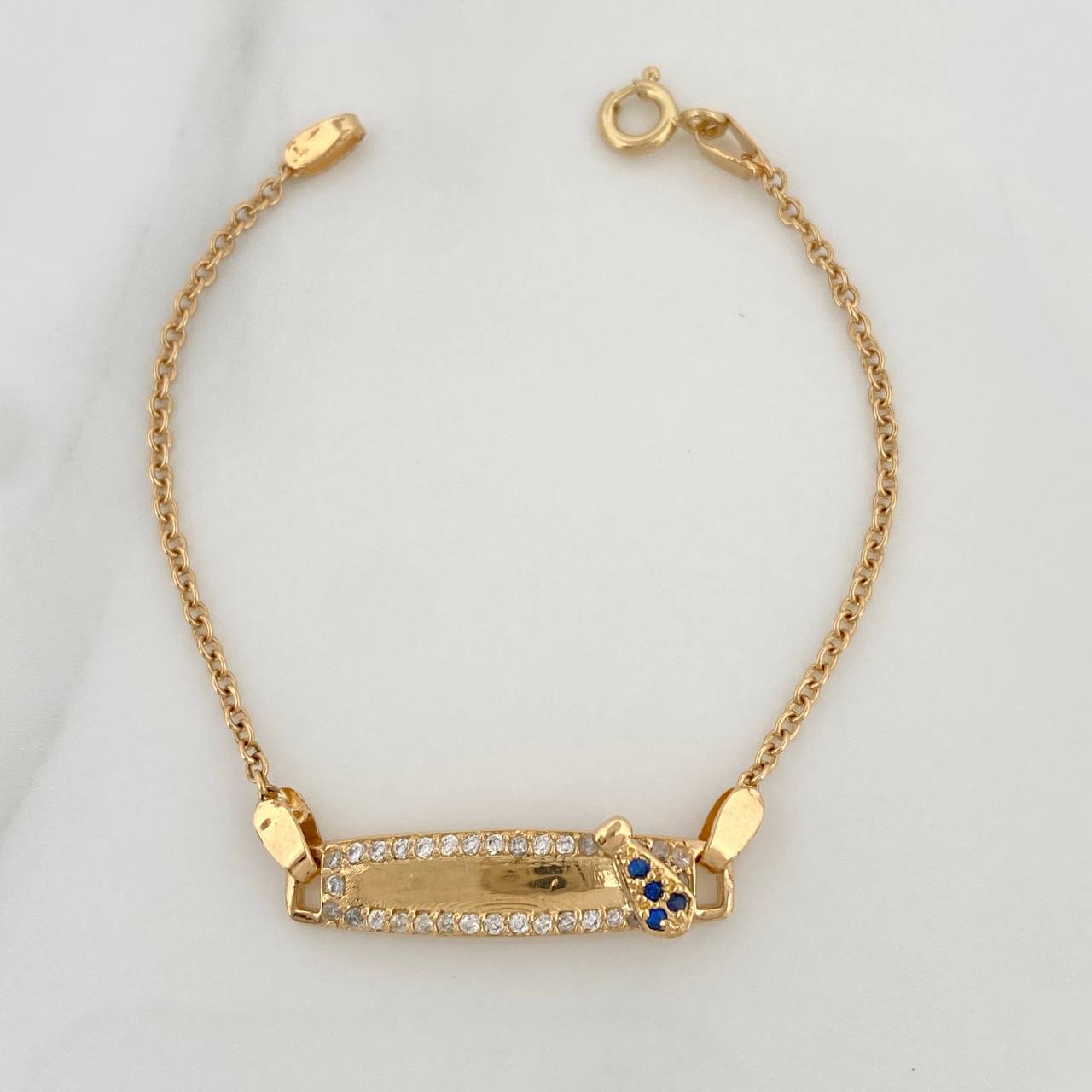 Pulso Placa Bebe Aro Seguido 2.95gr / 5 1/4 in / 0.7mm Oro Amarillo 18K %