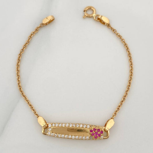 Pulso Bebé Placa Bebe Aro Seguido Corazón 3 g / 5 1/2 in / 0.75 mm Oro Amarillo 18K