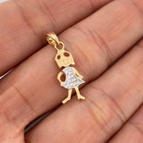 Girl Pendant 1.1gr / 1 in / Two-tone 18K Yellow and White Gold %