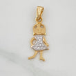 Girl Pendant 1.1gr / 1 in / Two-tone 18K Yellow and White Gold %