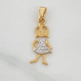Girl Pendant 1.1gr / 1 in / Two-tone 18K Yellow and White Gold %
