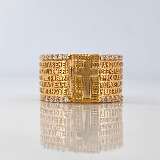Anillo Cruz Padre Nuestro 8.85gr / T7 1/4 / Oro Amarillo 18K $