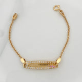 Pulso Placa Bebe Aro Seguido Corona 2.8gr / 4 1/2 in / 0.7mm Oro Amarillo 18K %