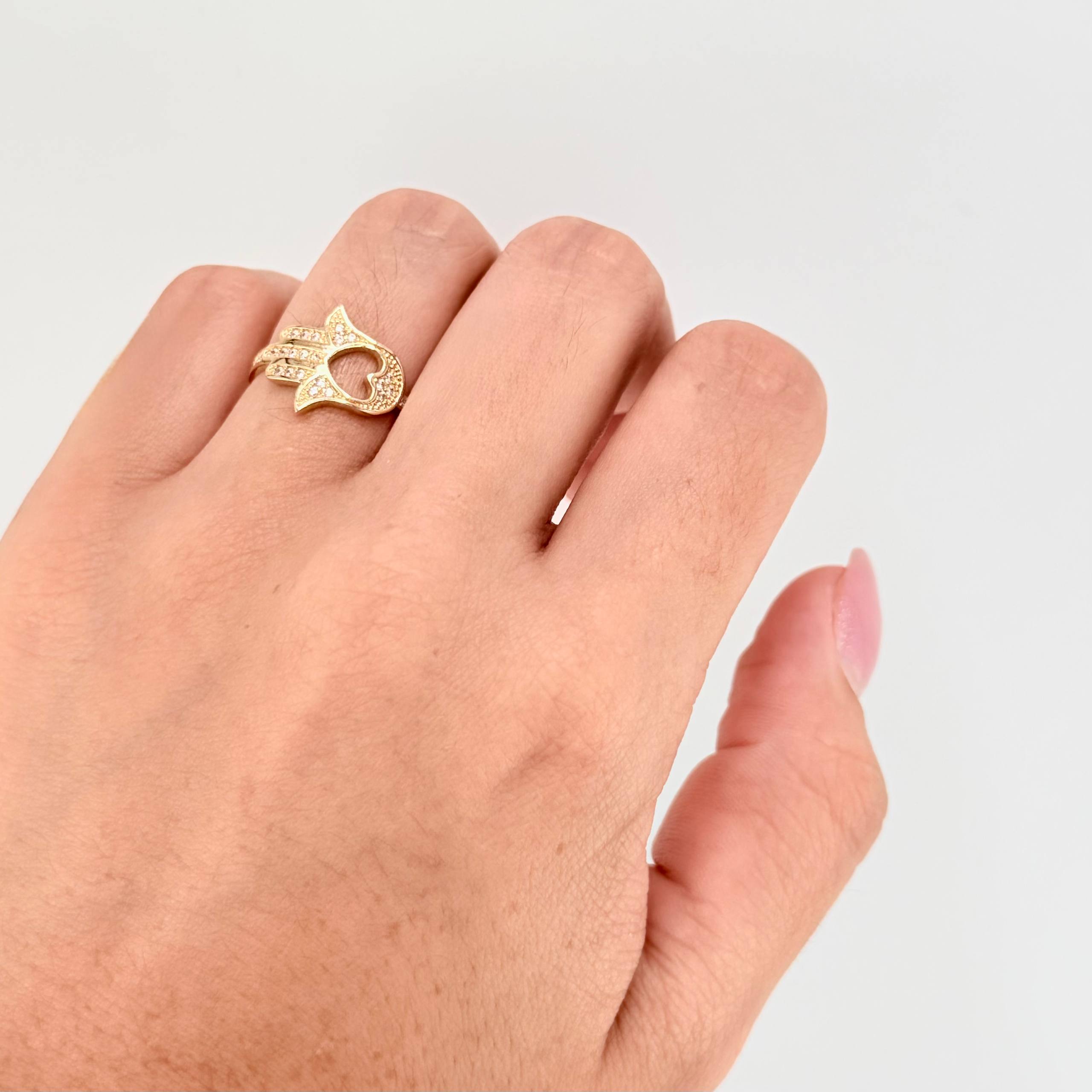 Anillo Mano Hamsa 2.7gr / T6 / Oro Amarillo 18K ©