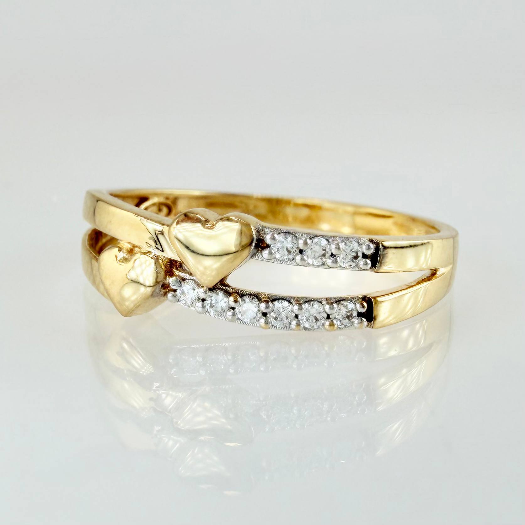 Double Line Hearts Ring 2.35gr / T7 1/2 / 18K Yellow Gold ©