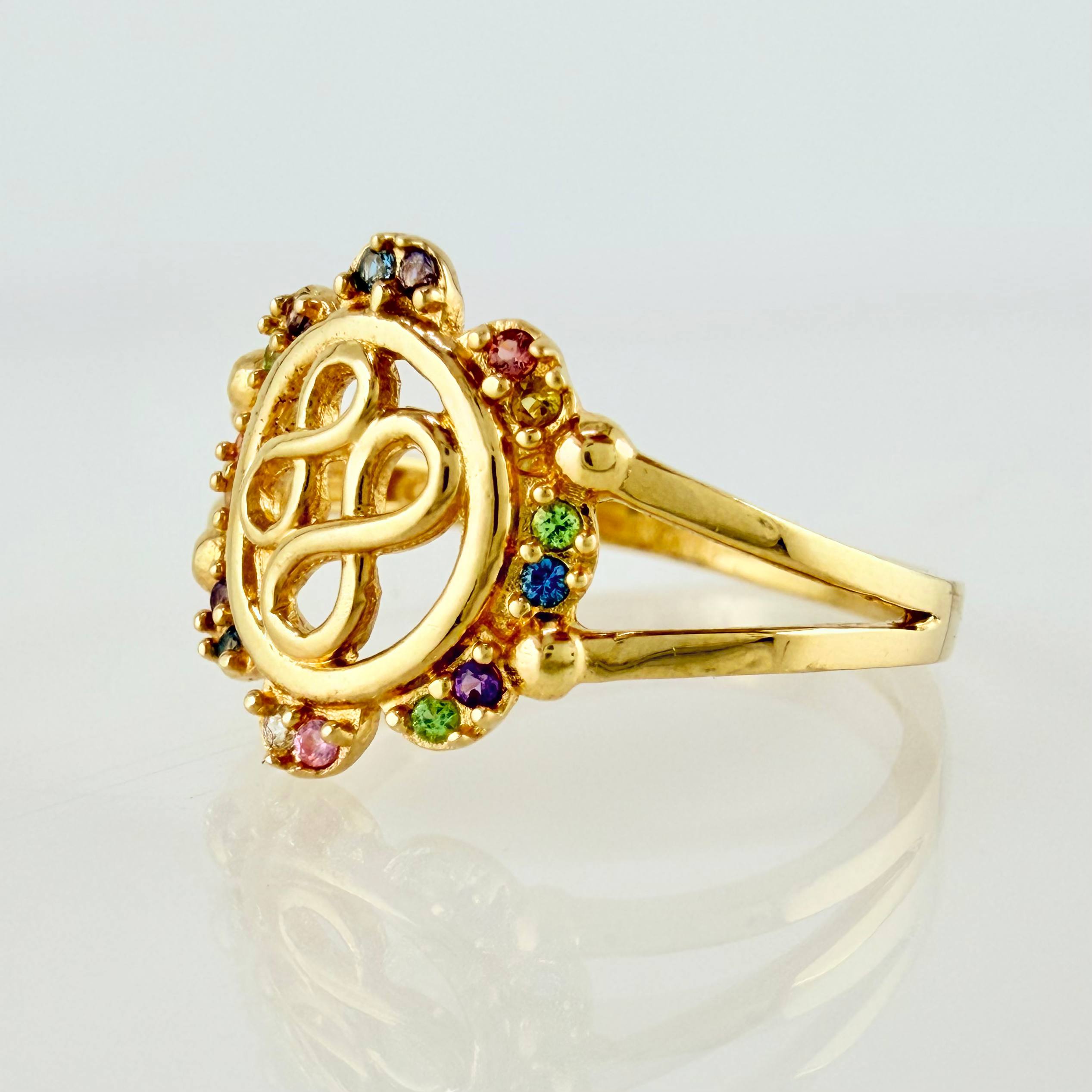 Anillo Doble Infinito Floreado 2.1gr / 6 1 /4 / Oro Amarillo 18K *