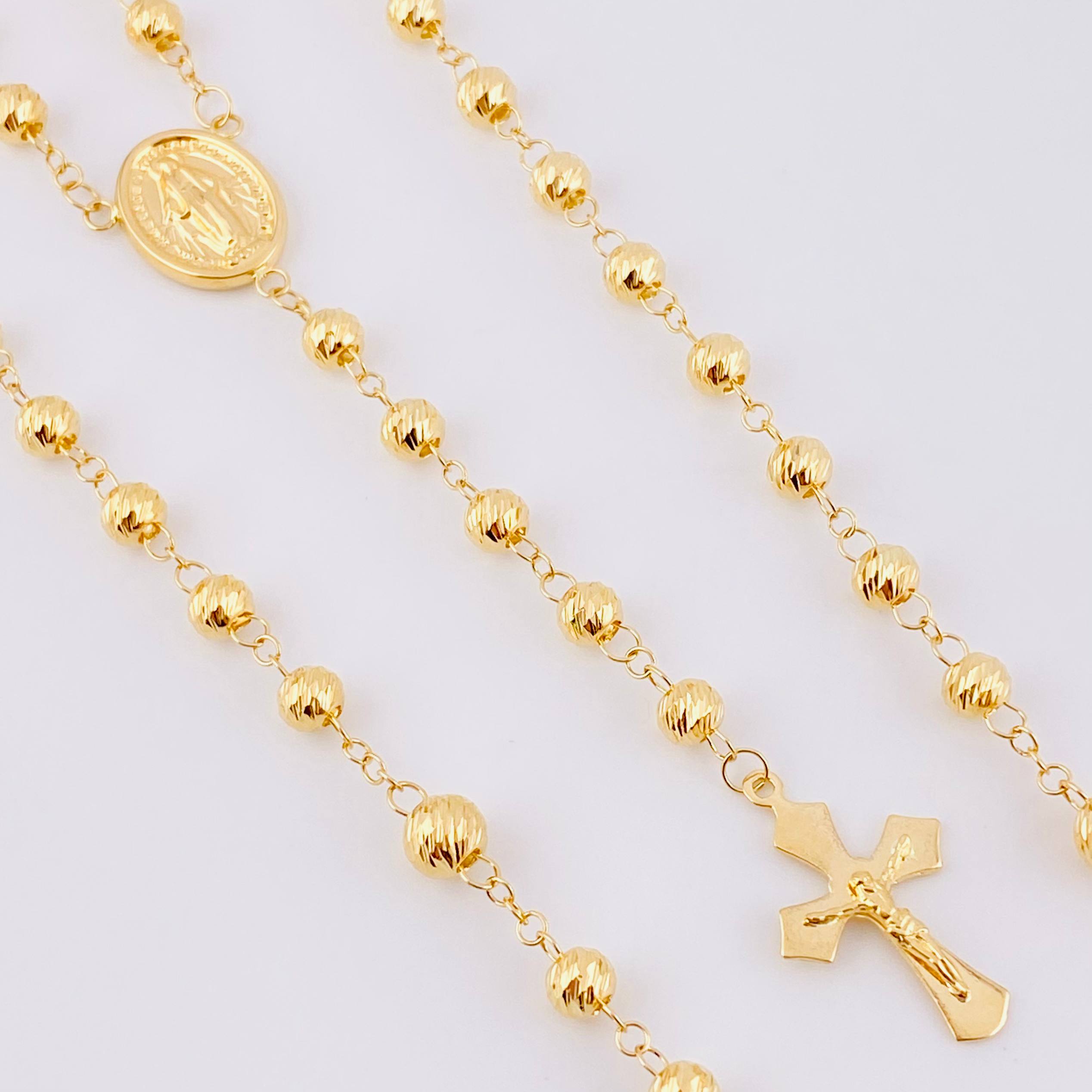 Miraculous Virgin Rosary 13.5g / 24 in / 5mm Yellow Gold 18K