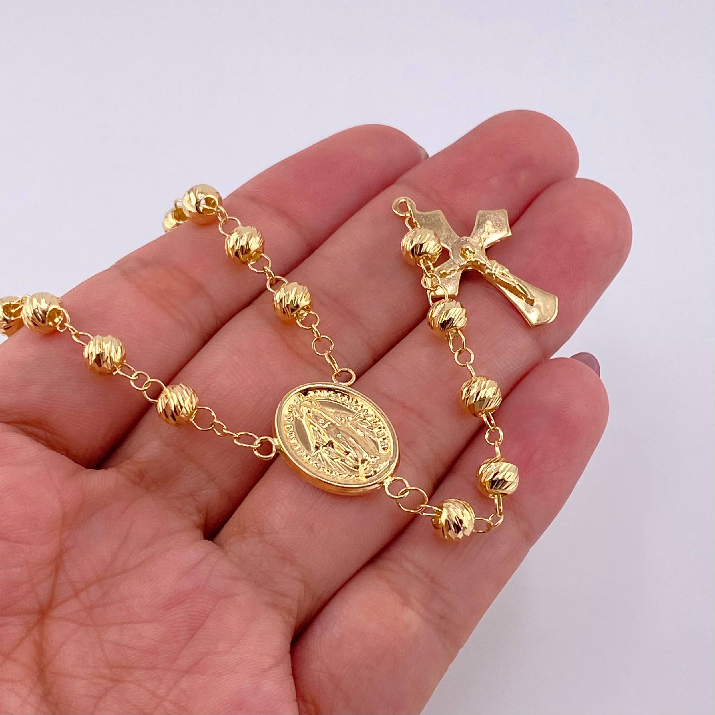 Miraculous Virgin Rosary 13.5g / 24 in / 5mm Yellow Gold 18K