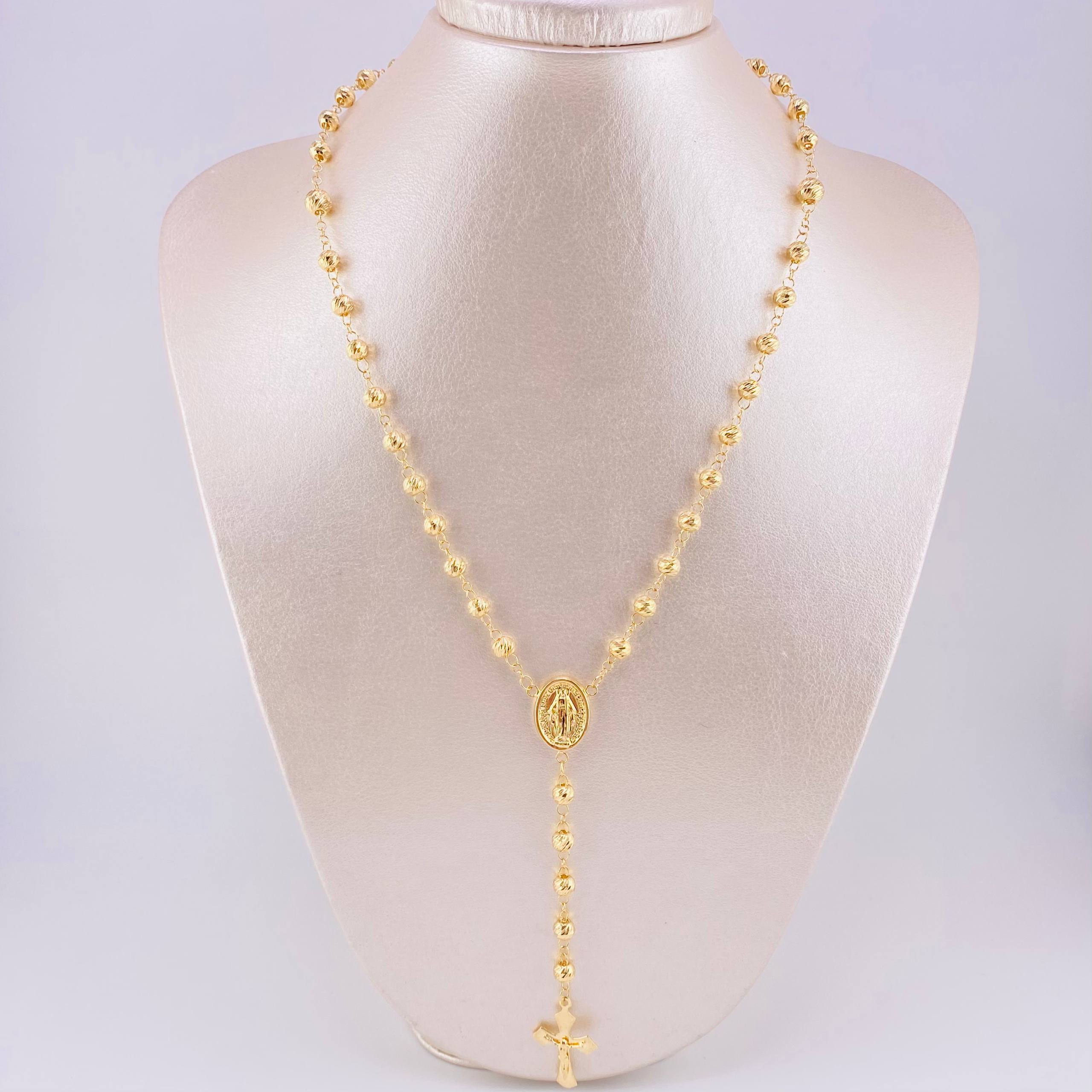Miraculous Virgin Rosary 13.5g / 24 in / 5mm Yellow Gold 18K