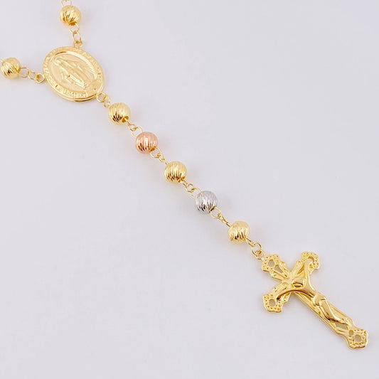 Miraculous Virgin Rosary 22.9g / 26 in / 6.2mm Three Golds 18K