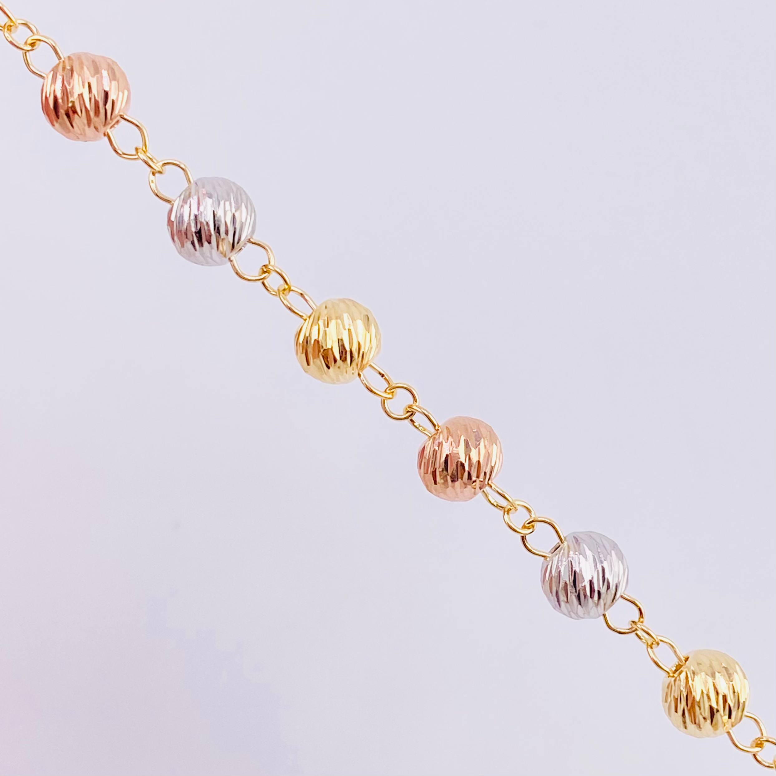 Miraculous Virgin Rosary 22.9g / 26 in / 6.2mm Three Golds 18K