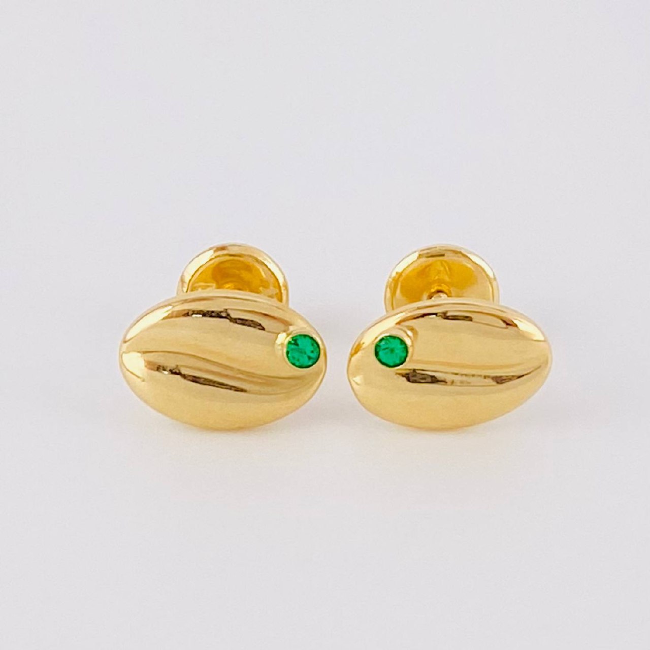 Stud Earrings Coffee Bean 0.9g / in / 6.7mm Yellow Gold 18K
