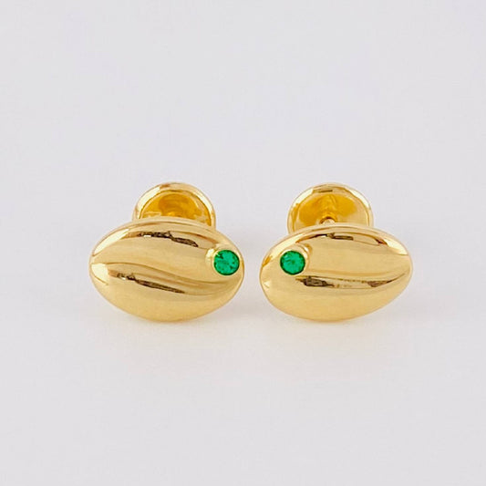 Stud Earrings Coffee Bean 0.8g / in / 6.6mm Yellow Gold 18K