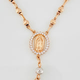 Rosario Virgen de Guadalupe 11.75g / 22 in / 3mm Dos Oros Blanco Rosa 18K