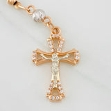 Rosario Virgen de Guadalupe 11.75g / 22 in / 3mm Dos Oros Blanco Rosa 18K