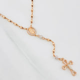 Rosario Virgen de Guadalupe 11.75g / 22 in / 3mm Dos Oros Blanco Rosa 18K