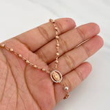 Rosario Virgen de Guadalupe 11.75g / 22 in / 3mm Dos Oros Blanco Rosa 18K