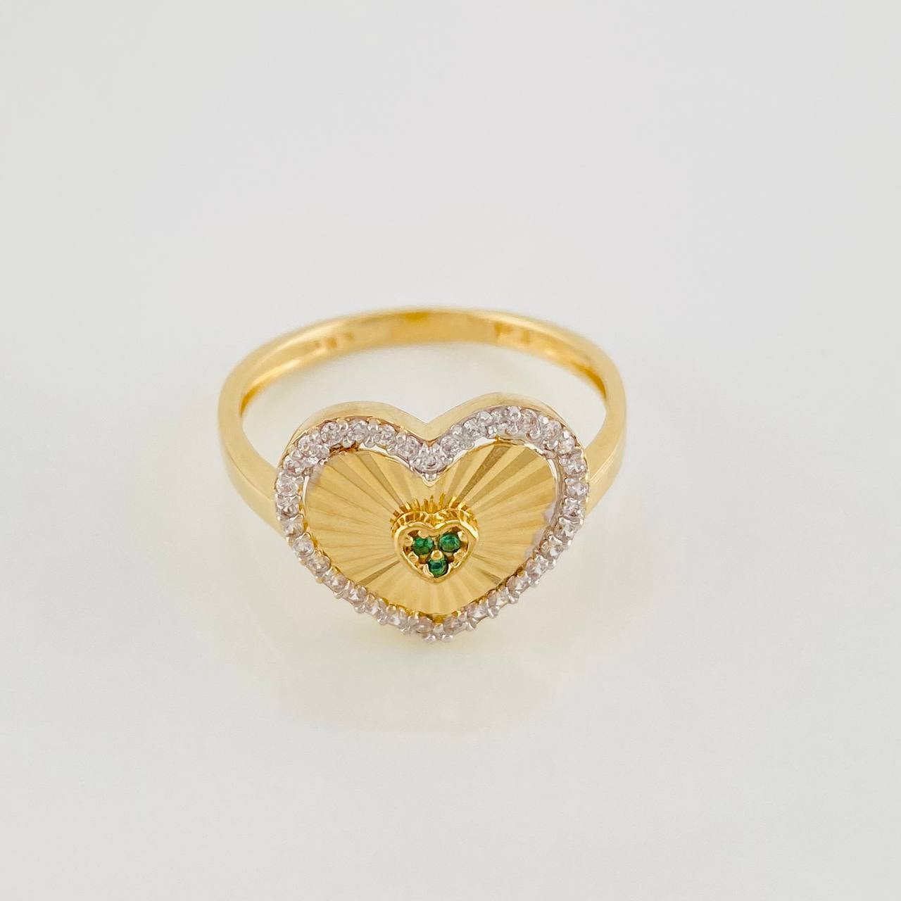 Anillo Corazon 2.85g / T7 1/2 Dos Oros Amarillo Blanco 18K