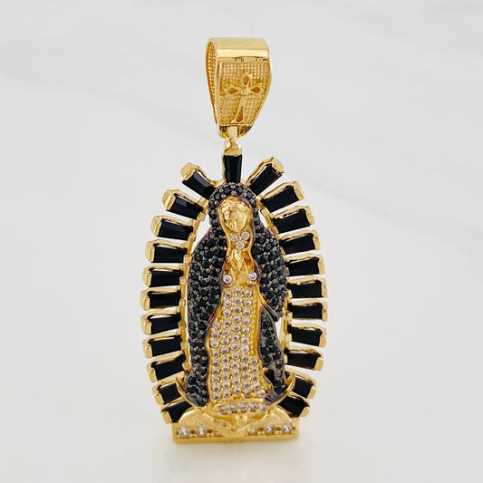 Virgin of Guadalupe Pendant 10.35g / 2 in Two-Tone Black Yellow Gold 18K