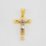 Christ Cross Pendant 3.2g / 1 1/2 in Tri-Color Gold 18K