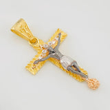 Christ Cross Pendant 3.2g / 1 1/2 in Tri-Color Gold 18K