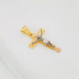Christ Cross Pendant 3.2g / 1 1/2 in Tri-Color Gold 18K