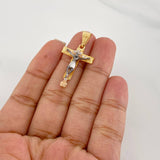 Christ Cross Pendant 3.2g / 1 1/2 in Tri-Color Gold 18K