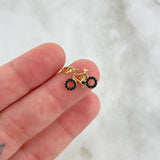 Pendant Bicycle 1gr / 2cm / Black Zircons Yellow Gold