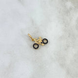 Pendant Bicycle 1gr / 2cm / Black Zircons Yellow Gold