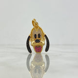 Pendant Dog 8.55gr / 3.7cm / White Yellow Black Fuchsia Zircons Yellow Gold ©