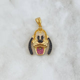 Pendant Dog 8.55gr / 3.7cm / White Yellow Black Fuchsia Zircons Yellow Gold ©