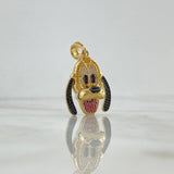 Pendant Dog 8.55gr / 3.7cm / White Yellow Black Fuchsia Zircons Yellow Gold ©