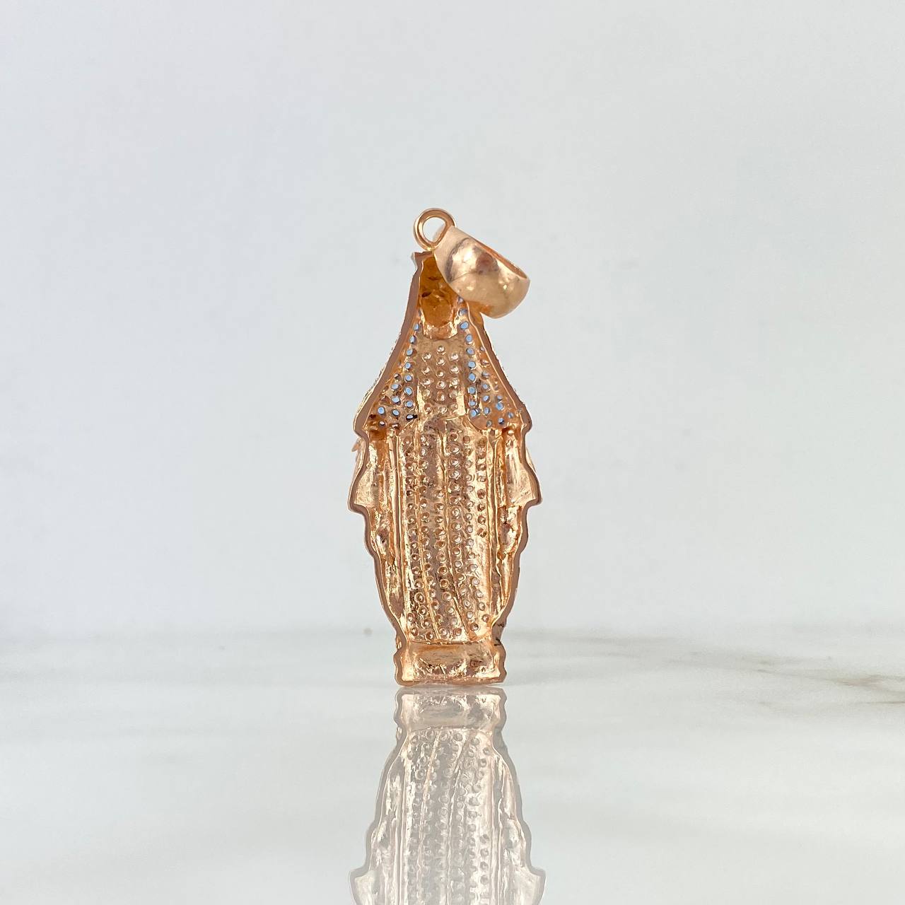 Dije Virgen Milagrosa 8.1gr / 5.3cm / Circones Blancos y Azules Dos Oros Blanco Rosa ©