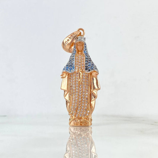 Dije Virgen Milagrosa 8.1gr / 5.3cm / Circones Blancos y Azules Dos Oros Blanco Rosa ©