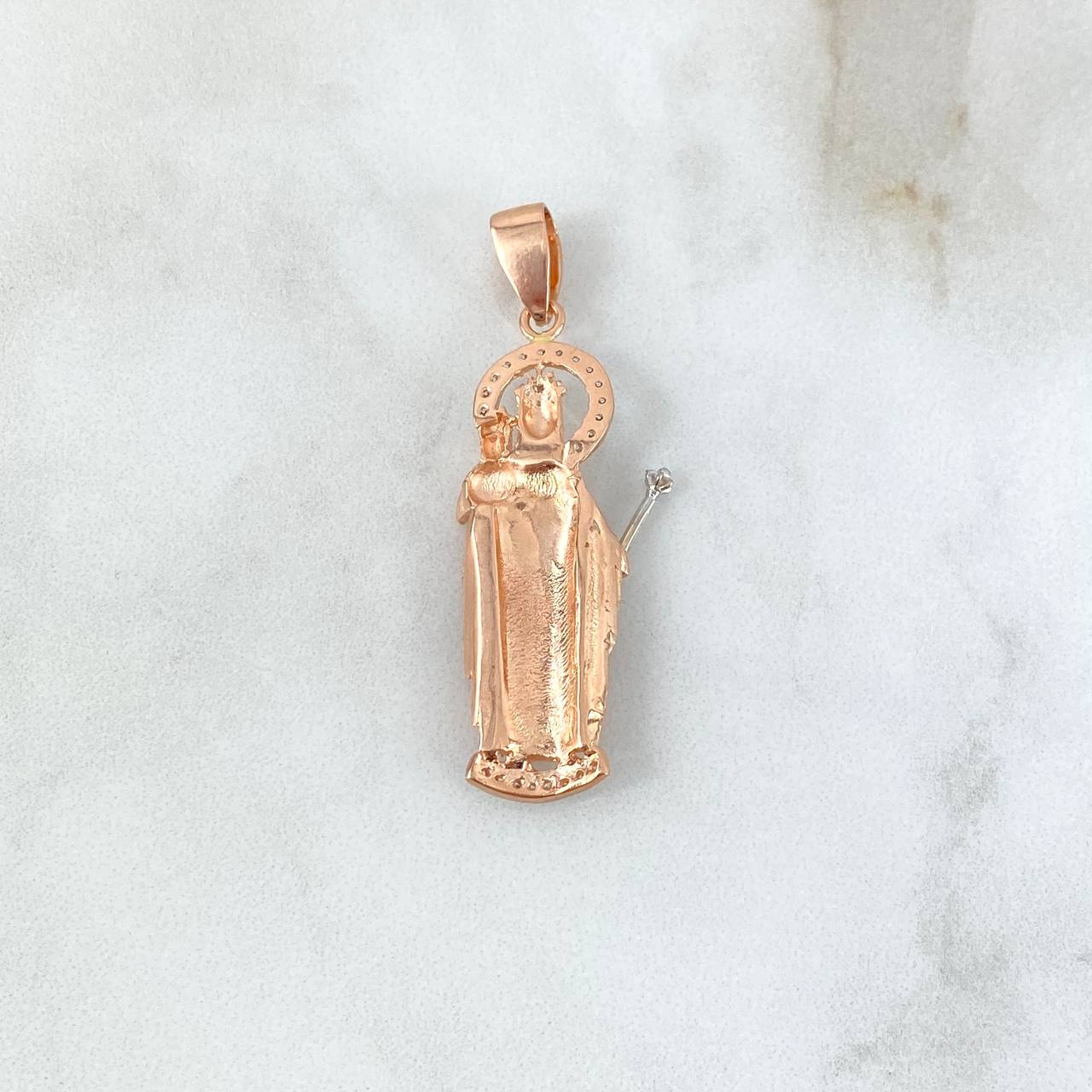 Pendant Virgin Mary Help 6.55gr / 4.8cm / White Zircons Two-tone White Rose Gold ©