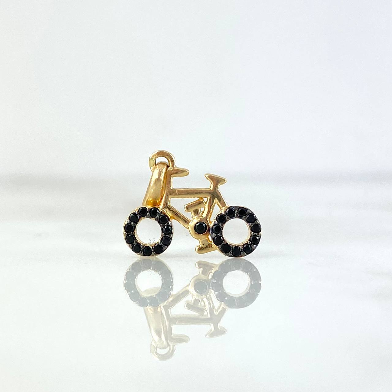 Pendant Bicycle 1.05gr / 1.5cm / Black Zircons Yellow Gold ©