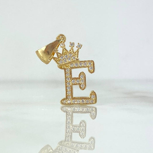 Pendant Crown Letter E 1.7gr / 1in / 18K Gold ©