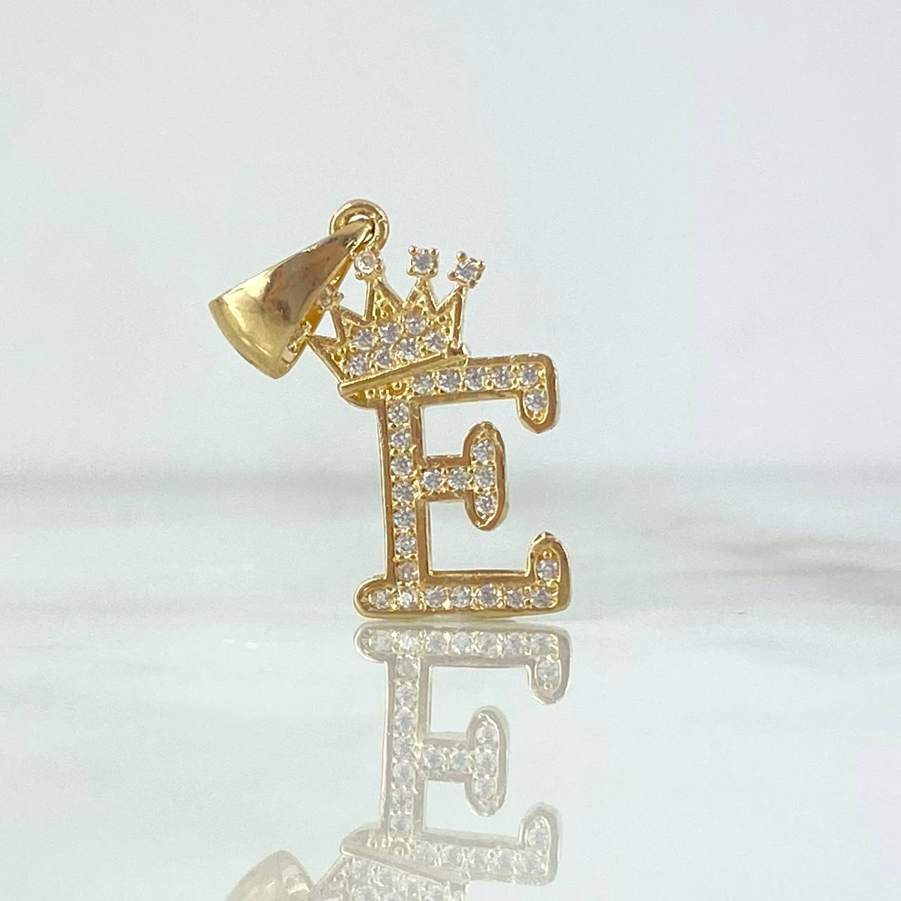 Pendant Crown Letter E 1.7gr / 1in / 18K Gold