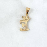 Pendant Crown Letter E 1.7gr / 1in / 18K Gold