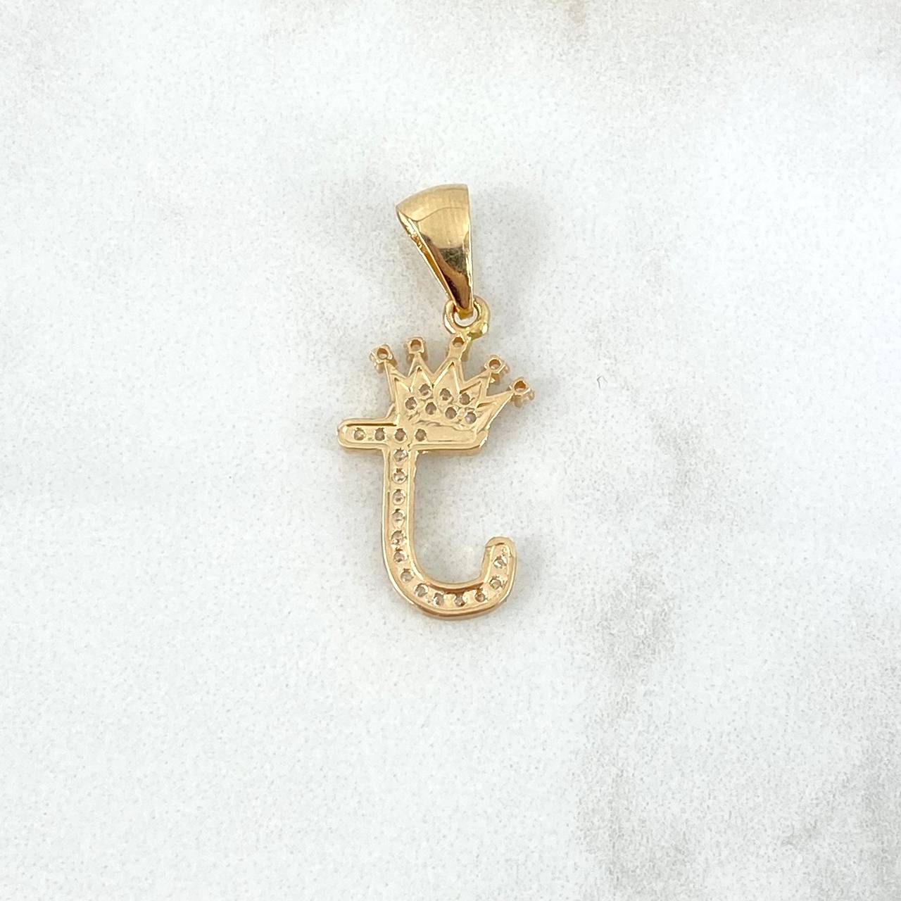 Pendant Crown Letter J 1.55gr / 1in / 18K Gold ©