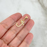 Dije Corona Letra J 1.5gr / 1 in / Oro Amarillo 18K