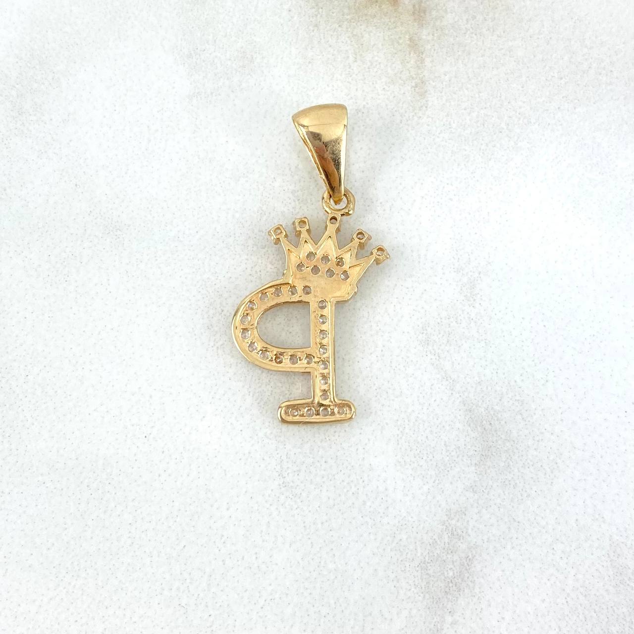 Letter P Crown Pendant 1.6gr / 2.5cm / 18K Gold *
