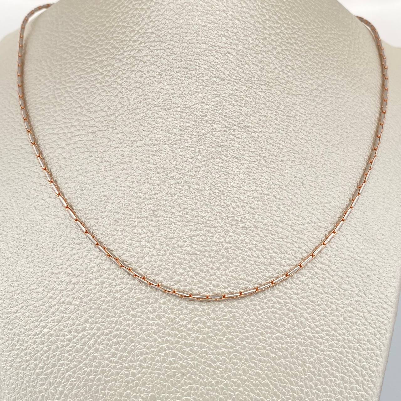 Cadena Cardono 15.25gr / 23 3/4 in / 1.35mm Dos Oros Blanco Rosa +4 18K &