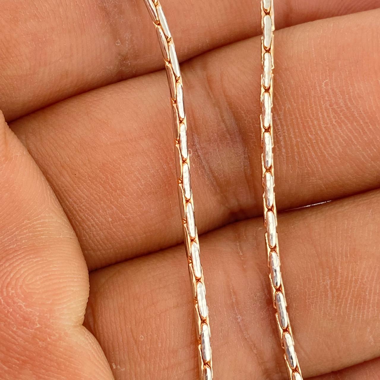 Cadena Cardano 5.75gr / 23 3/4 in / 1mm Dos Oros Blanco Rosa +4 18K %