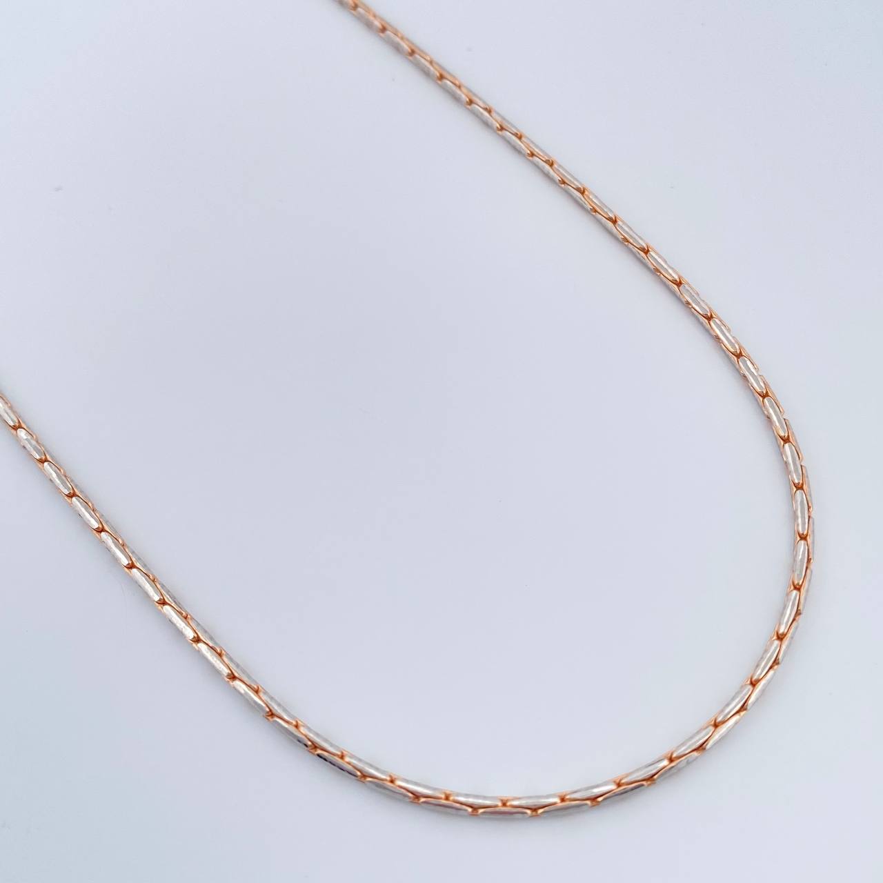 Cadena Cardano 5.75gr / 23 3/4 in / 1mm Dos Oros Blanco Rosa +4 18K %